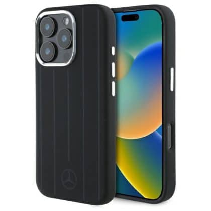 Mercedes Silicone Vertical Tonal Stripes - θήκη για Apple iPhone 16 Pro Max - Μαύρο