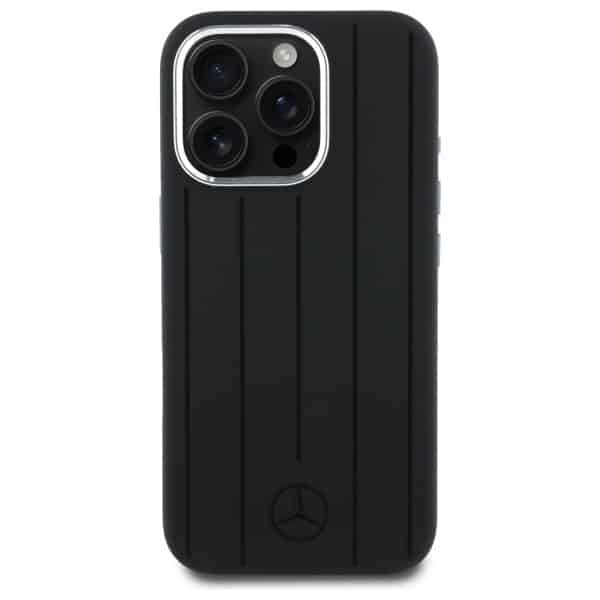 Mercedes Silicone Vertical Tonal Stripes - θήκη για Apple iPhone 16 Pro Max - Μαύρο - Image 3
