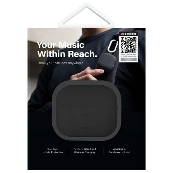 UNIQ θήκη Nexo AirPods 4 + Ear Hooks σιλικόνη μαύρη/black - Image 9