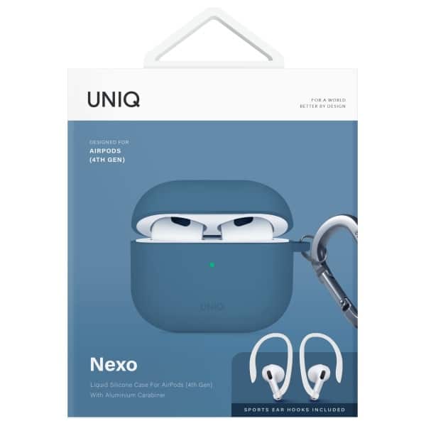 UNIQ θήκη Nexo AirPods 4 + Ear Hooks σιλικόνης Pacific blue - Image 8