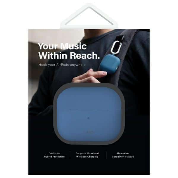 UNIQ θήκη Nexo AirPods 4 + Ear Hooks σιλικόνης Pacific blue - Image 9