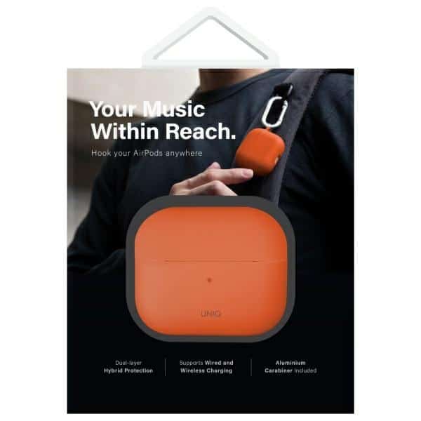UNIQ θήκη Nexo AirPods 4 + Ear Hooks σιλικόνης πορτοκαλί/volt orange - Image 9
