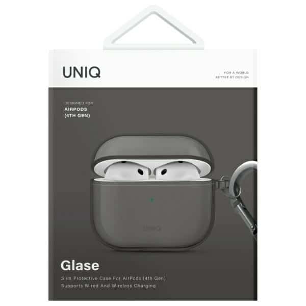 UNIQ θήκη Glase AirPods 4 καπνί/γυαλιστερή - Image 2