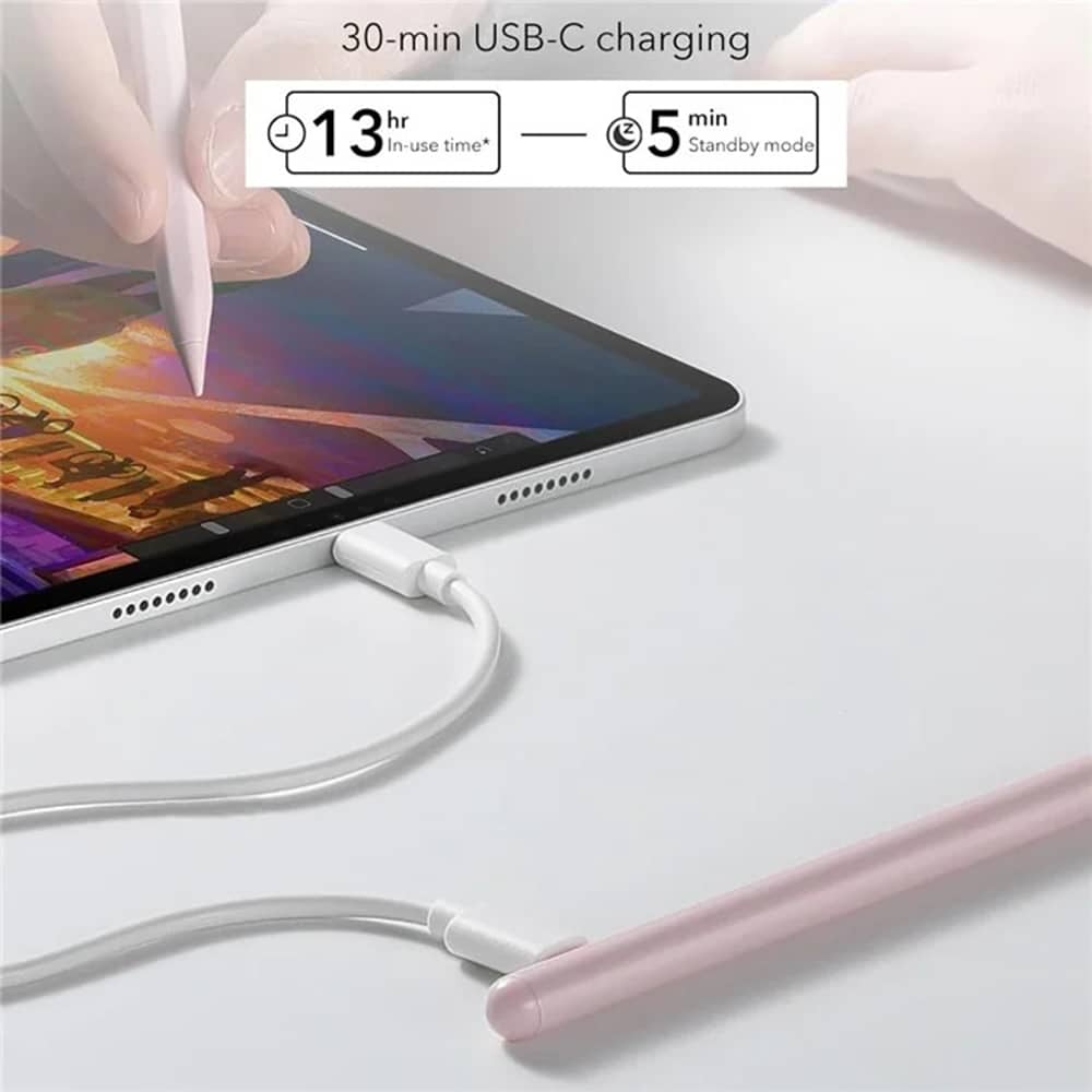 ESR - Στυλό (6C00107) - για iPad, Μαγνητική Σύνδεση, Bluetooth, Type-C, Απόρριψη Παλάμης, Ευαισθησία Κλίσης - Ροζ - Image 3