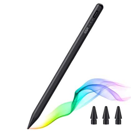 ESR - Στυλό (6C00107) - για iPad, Μαγνητική Σύνδεση, Bluetooth, Type-C, Απόρριψη Παλάμης, Ευαισθησία Κλίσης - Μαύρο