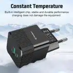Techsuit - Premium τοίχου φορτιστής Tiny Series (CHPD216) - GaN, USB QC3.0, Type-C PD25W - Μαύρο - Image 2