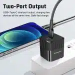Techsuit - Premium τοίχου φορτιστής Tiny Series (CHPD216) - GaN, USB QC3.0, Type-C PD25W - Μαύρο - Image 4