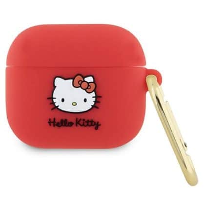 Hello Kitty - Σιλικόνη 3D Κεφάλι Γάτας (HKA33DKHSF) - για Apple AirPods 3 - Κόκκινο