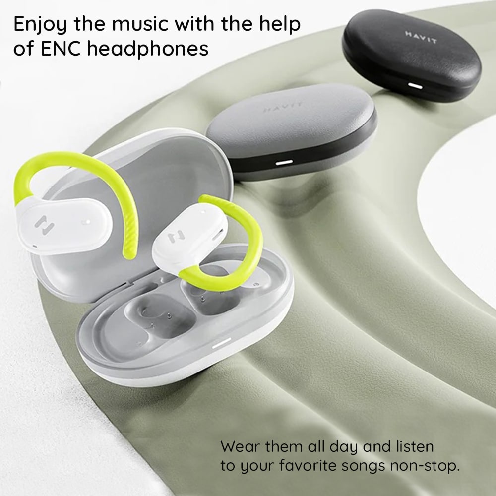 Havit - Ασύρματα ακουστικά (OWS915) - με μικρόφωνο, Bluetooth 5.4, TWS, ENC, IPX5, USB-C, 1000mAh, Havit Life App - Γκρι - Image 3