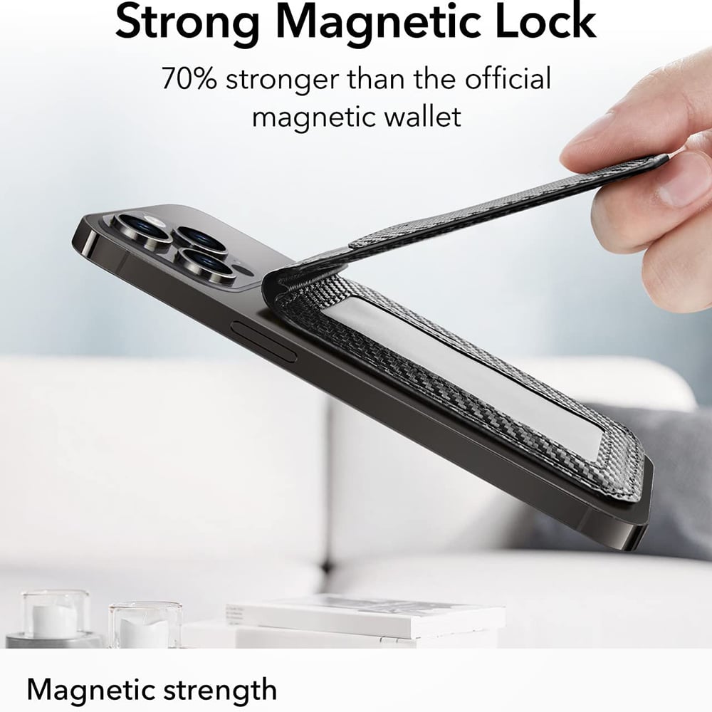 ESR - Βάση γραφείου MagSafe HaloLock - Θήκη πορτοφολιού από vegan δέρμα - Ίνες άνθρακα - Image 3