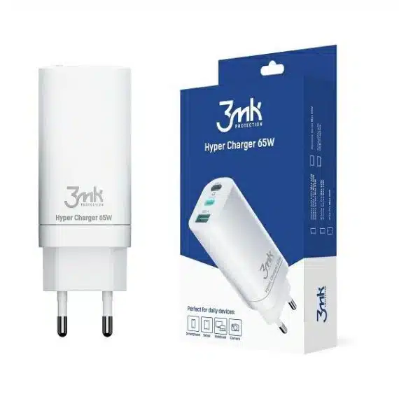 3MK HyperCharger 65W 2xUSB-C + 1xUSB-A φορτιστής τοίχου GAN, PD+QC