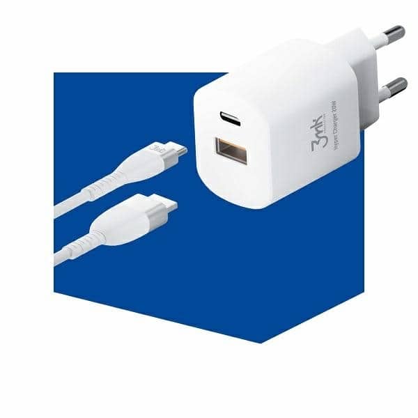 3MK HyperCharger 20W 1xUSB-C + 1xUSB-A φορτιστής τοίχου PD/QC λευκός - Image 4