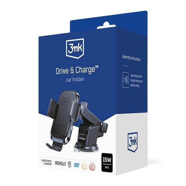 3MK Drive&Charge ηλεκτρικά ανοιγόμενη ασύρματη βάση αυτοκινήτου 15W για τοποθέτηση σε τζάμι/ταμπλό/πλέγμα - Image 7