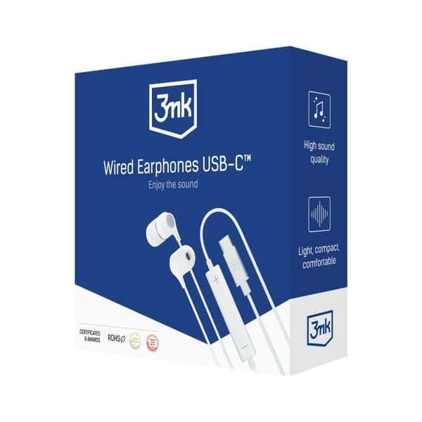 3MK ακουστικά με καλώδιο USB-C, ασύρματα ακουστικά, λευκό - Image 13