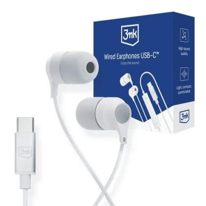 3MK ακουστικά με καλώδιο USB-C, ασύρματα ακουστικά, λευκό