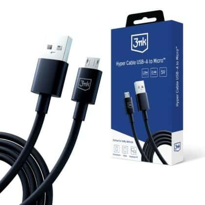 3MK Hyper Καλώδιο USB-A - Micro USB 1.2m 5V 2,4A Μαύρο