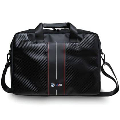 BMW τσάντα BMCB15COMSCAKR 16" μαύρη/black Carbon Red Stripes