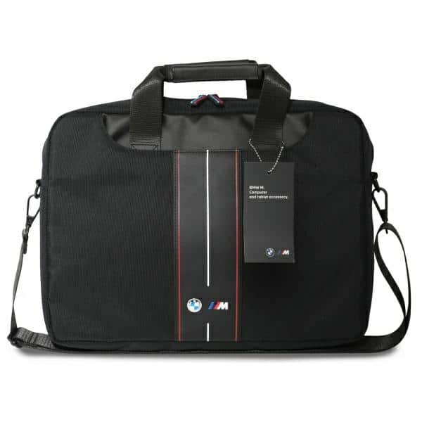 BMW τσάντα BMCB15COMPVSKR 16" μαύρη/black νάιλον κόκκινη ρίγα - Image 4