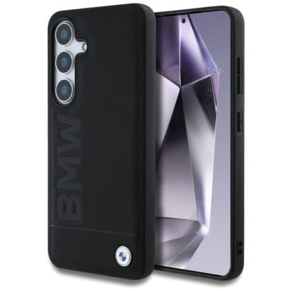 BMW Leather Big Wordmark - θήκη για Samsung Galaxy S25 - Μαύρο