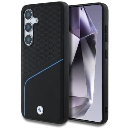 BMW Leather Textured and Smooth MagSafe - θήκη για Samsung Galaxy S25 - Μαύρο
