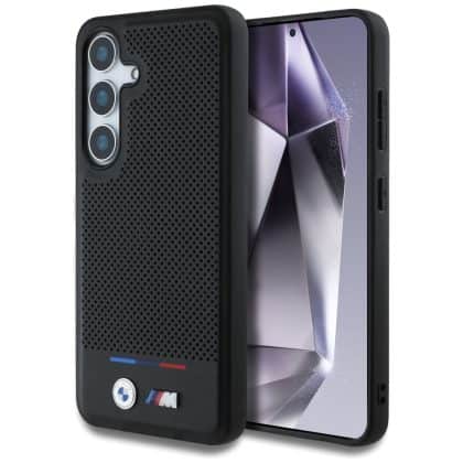BMW Leather Tricolor Stripe MagSafe - θήκη για Samsung Galaxy S25 - Μαύρο