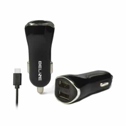 Beline φορτιστής αυτοκινήτου 2xUSB + USB-C 2,1A μαύρος