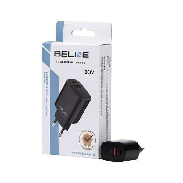 Beline φορτιστής δικτύου 1x USB-C + 1x USB 20W μαύρος (μόνο κεφαλή) PD 3.0 + QC 3.0 BLN2CB20 - Image 3