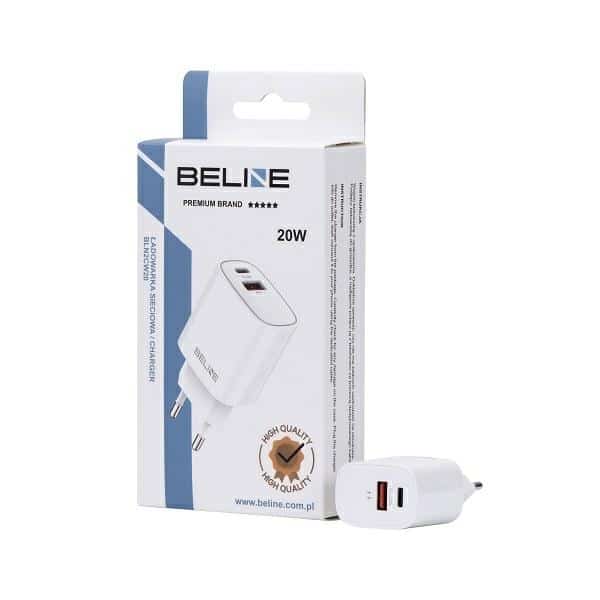 Beline φορτιστής δικτύου 1x USB-C + 1x USB 20W λευκός (μόνο κεφαλή) PD 3.0 + QC 3.0 BLN2CW20 - Image 3