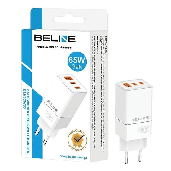 Beline φορτιστής δικτύου 2x USB-C + 1x USB 65W λευκός/white (μόνο κεφαλή) PD 3.0 + QC 3.0 BLN3CW65 GaN - Image 2
