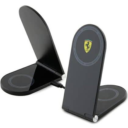 Ferrari ασύρματη φόρτιση 2 σε 1 FECBFMALK 15W μαύρο/black Printed Logo MagSafe