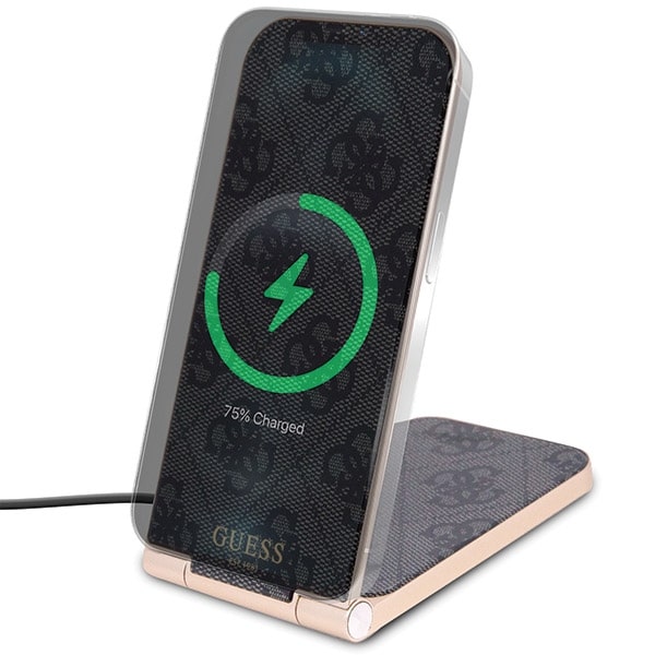 Guess składana ład. indukcyjna 2w1 GUDCFAL4PEGK 15W μαύρο/black 4G Pattern MagSafe - Image 2