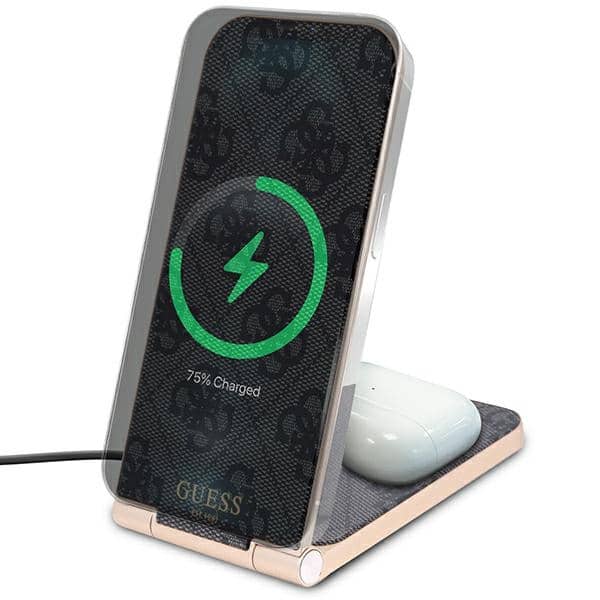 Guess składana ład. indukcyjna 2w1 GUDCFAL4PEGK 15W μαύρο/black 4G Pattern MagSafe - Image 5
