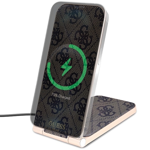 Guess ασύρματος φορτιστής MagSafe GUDCFAL4PEGW 15W καφέ/brown 4G Pattern MagSafe - Image 2