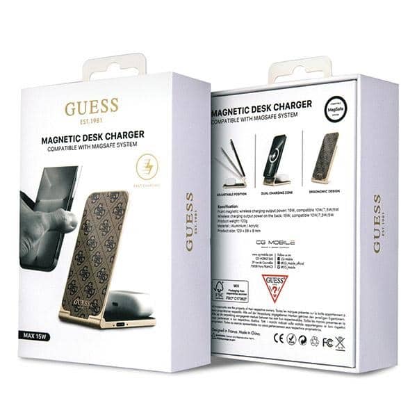 Guess ασύρματος φορτιστής MagSafe GUDCFAL4PEGW 15W καφέ/brown 4G Pattern MagSafe - Image 7