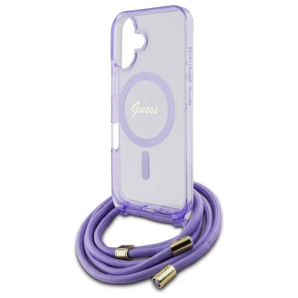 Guess Crossbody Cord Script MagSafe - θήκη για Apple iPhone 16 - Μωβ - Image 5