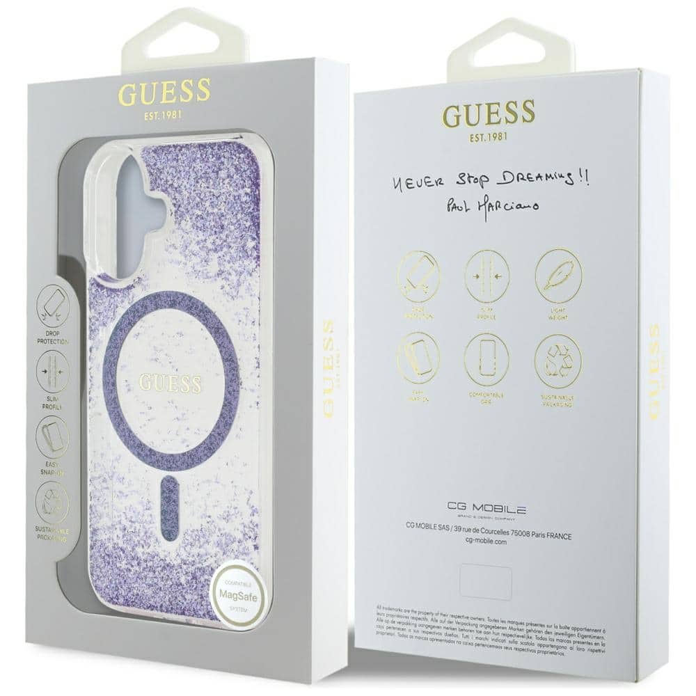 Guess - Resin Bottom Glitter - Apple iPhone 16 - Μωβ - Image 8