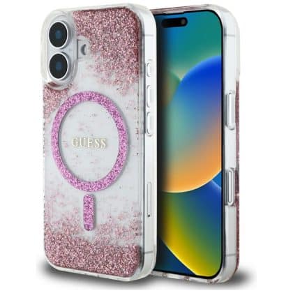 Guess - Resin Bottom Glitter - Apple iPhone 16 - Ροζ