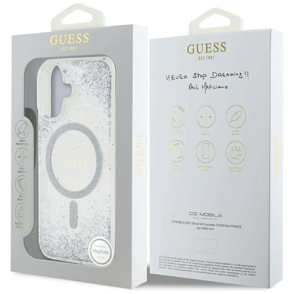 Guess Resin Bottom Glitter - θήκη για Apple iPhone 16 - Διάφανο - Image 8