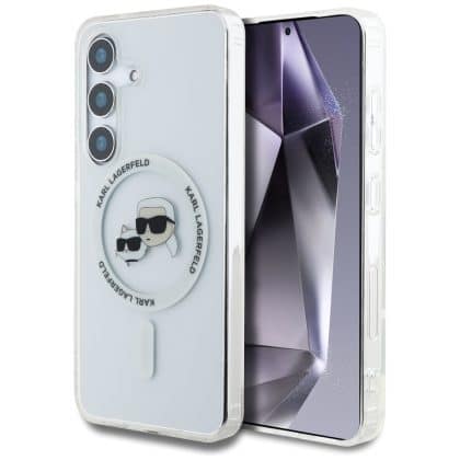 Karl Lagerfeld Karl & Choupette Heads Printed Logo MagSafe - θήκη για Samsung Galaxy S25 - Λευκό