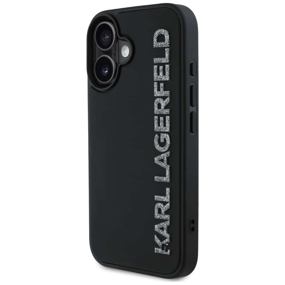 Karl Lagerfeld 3D Rubber Elongated Glitter - θήκη για Apple iPhone 16 - Μαύρο - Image 2