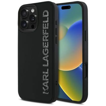 Karl Lagerfeld HC 3D Rubber Elongated Glitter - θήκη για Apple iPhone 16 Pro - Μαύρο