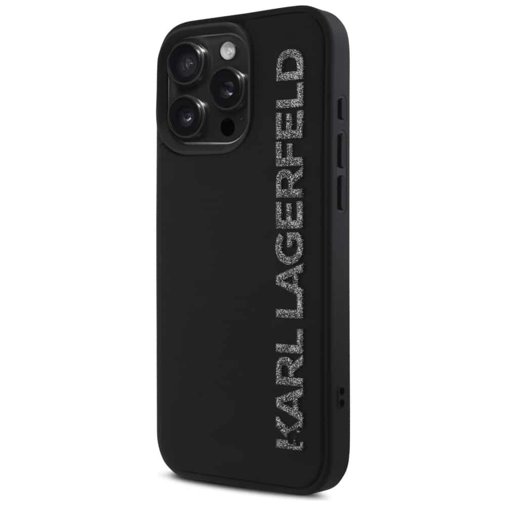 Karl Lagerfeld HC 3D Rubber Elongated Glitter - θήκη για Apple iPhone 16 Pro - Μαύρο - Image 2