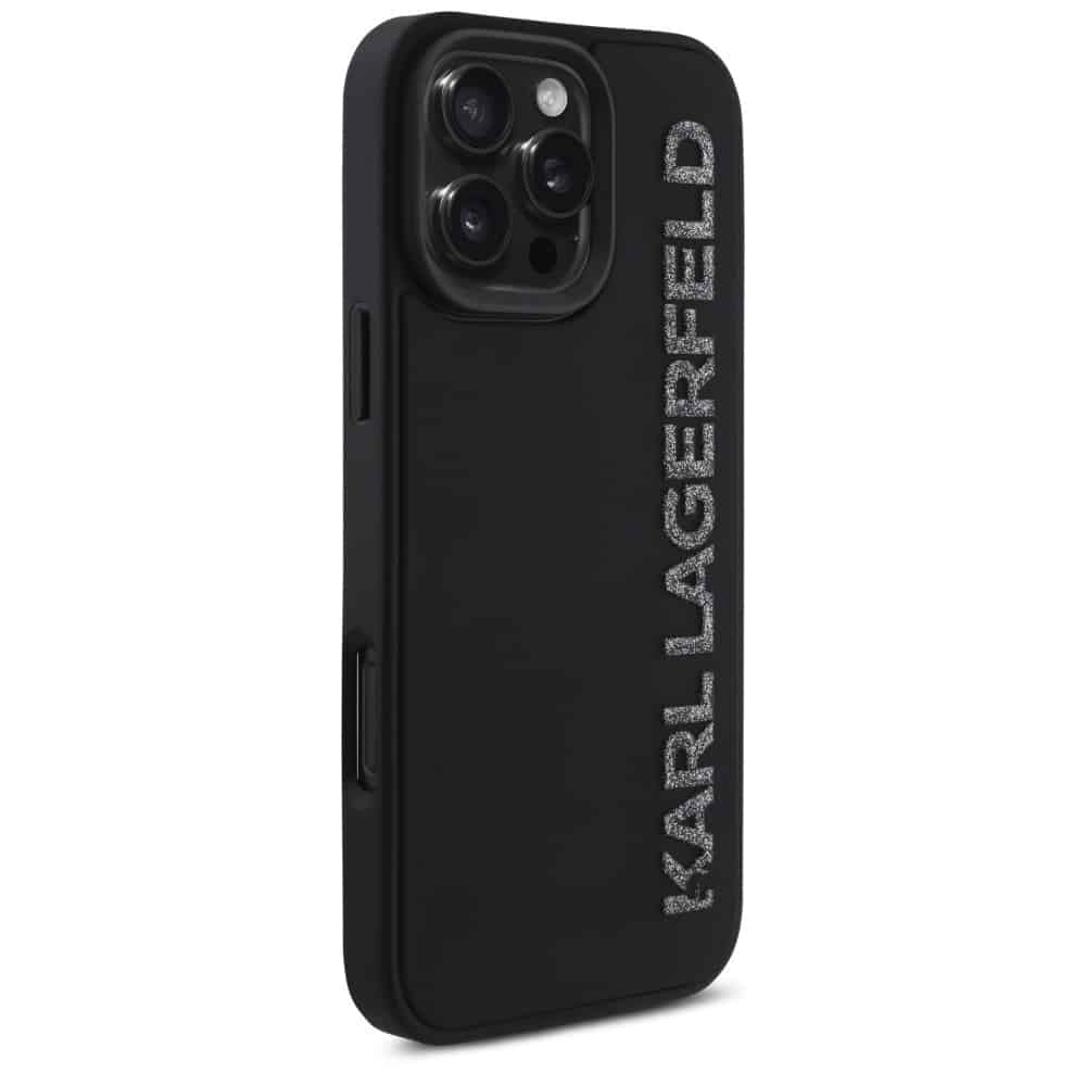 Karl Lagerfeld HC 3D Rubber Elongated Glitter - θήκη για Apple iPhone 16 Pro - Μαύρο - Image 4