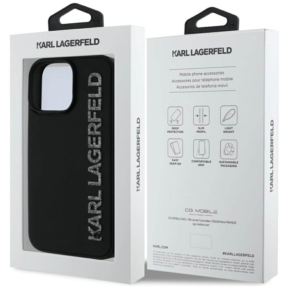 Karl Lagerfeld HC 3D Rubber Elongated Glitter - θήκη για Apple iPhone 16 Pro - Μαύρο - Image 8