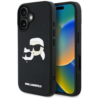 Karl Lagerfeld 3D Rubber Double Heads - θήκη για Apple iPhone 16 - Μαύρο