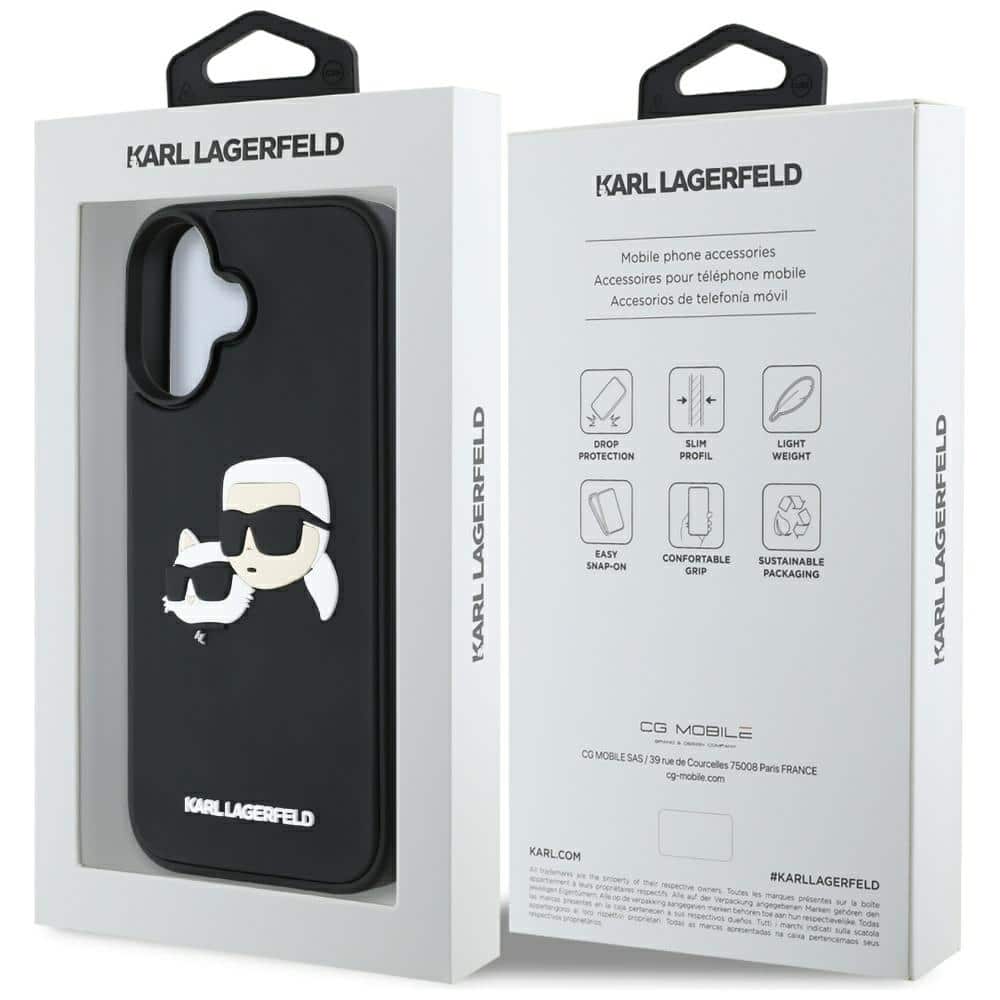 Karl Lagerfeld 3D Rubber Double Heads - θήκη για Apple iPhone 16 - Μαύρο - Image 8
