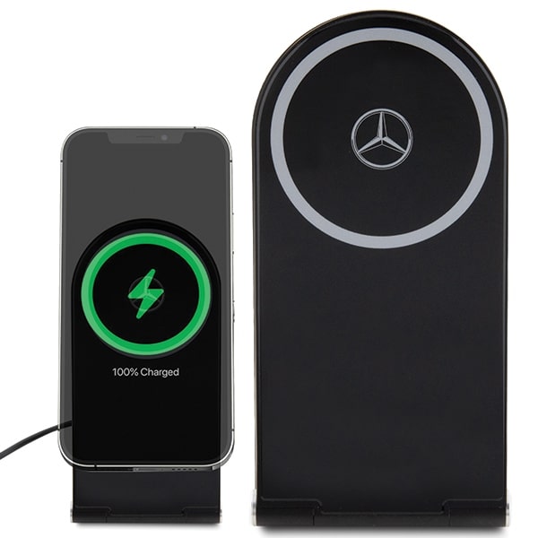 Silver Star Mercedes αναδιπλούμενη ασύρματη φόρτιση 2 σε 1 MEMFBGSLK 15W μαύρο - Image 2
