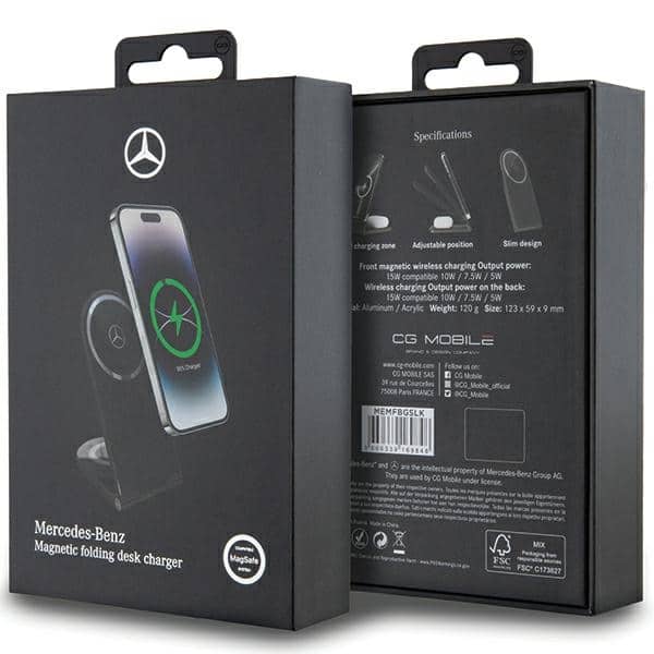 Silver Star Mercedes αναδιπλούμενη ασύρματη φόρτιση 2 σε 1 MEMFBGSLK 15W μαύρο - Image 5