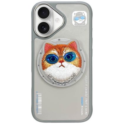Nimmy Glasses Cool Cat MagSafe - θήκη για Apple iPhone 16 - Γκρι