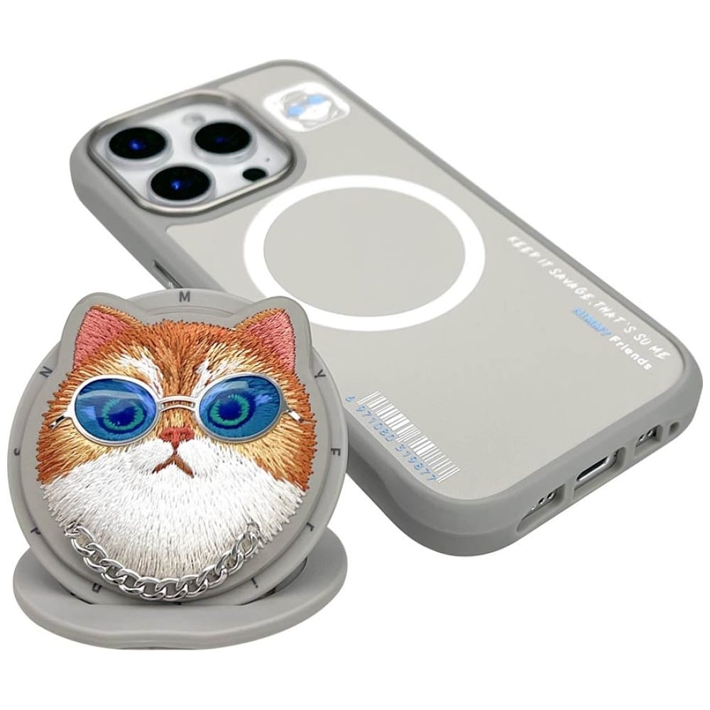 Nimmy Glasses Cool Cat MagSafe - θήκη για Apple iPhone 16 Pro Max - Γκρι - Image 3
